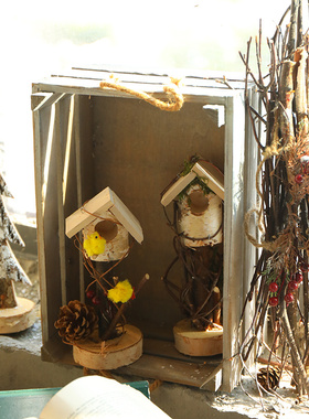 小木屋装饰桌面摆件幼儿园森系植物l角户外装饰景观别墅庭院花园