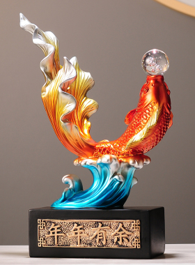 年年有余如鱼得水招财摆件客厅酒柜电视柜L锦鲤家居装饰品乔迁礼