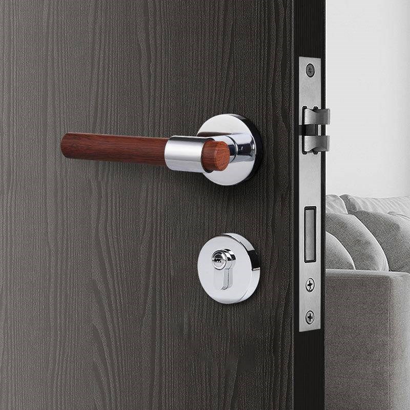 木门分体静音门锁m金色磁吸室内卧室房门把手轻奢木纹五金锁具