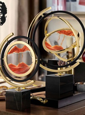 流沙画沙漏创意摆件家居轻奢办公室领G导高档客厅玄关乔迁新居礼