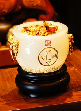 古法琉璃聚宝盆摆件招财盆居家玄关摆设礼品办Q公室客厅送礼装饰