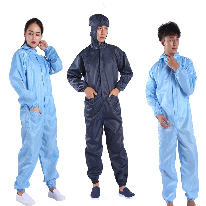 防护服无尘服连体有口袋防尘服全身工作服静电衣S喷漆藏青灰色男