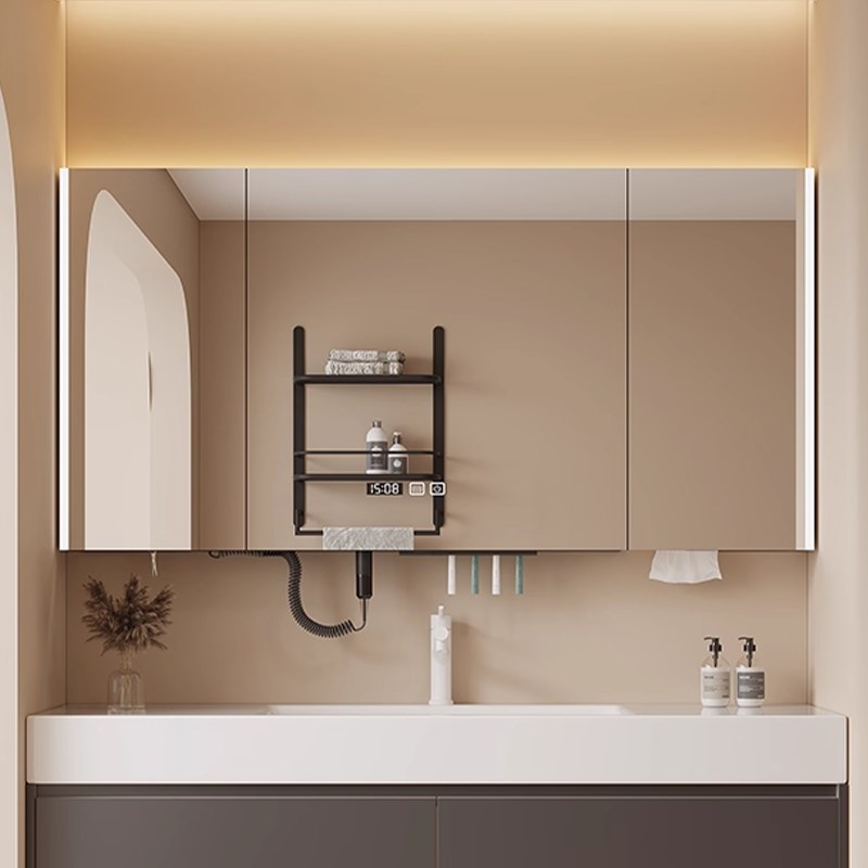 定制智能浴室镜柜单独挂墙式卫y生间储物收纳镜子多功能带插座定