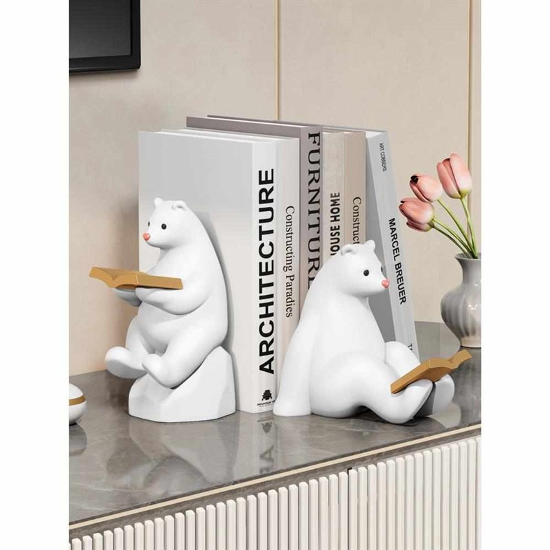 简约创意北极熊书档摆件客厅玄关C书立书柜办公室酒柜家居软装饰