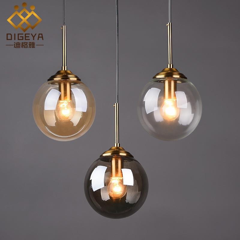 北欧餐厅吊灯现代简约餐桌灯创意咖啡厅店铺吧台卧室床头玻璃灯具