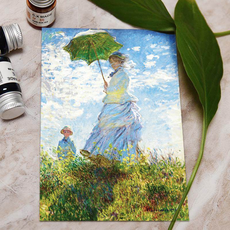 墨染文坊莫奈系列明信片30张入莫奈花园日出映像油画艺术复古白云