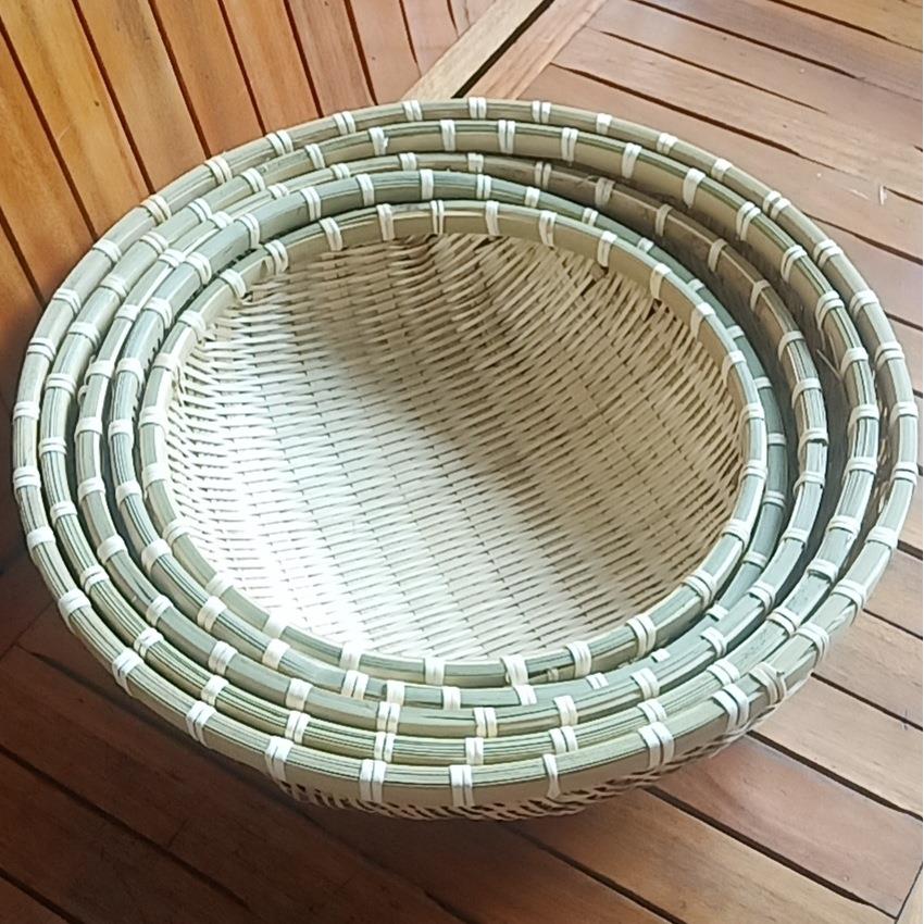 竹编簸箕竹编竹筛竹制品收纳筐家用馒头筐洗菜淘米圆筐水果篮