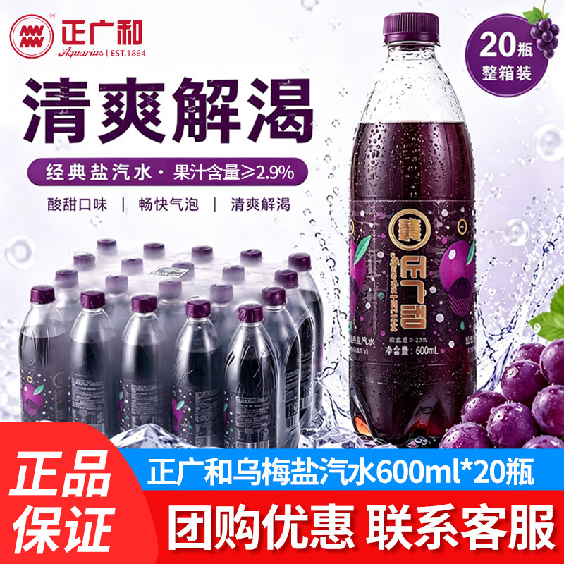 正广和乌梅汁盐汽水600ml*20瓶果汁汽水饮料解腻酸梅汤上海老字号