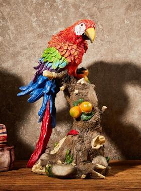 北欧仿真鹦鹉摆件田园风创意鸟模型客厅酒柜电视柜玄关装饰工艺品