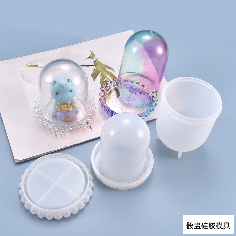 虞美人diy水晶滴胶模具自制多用途透明罩骰盅硅胶模具现货