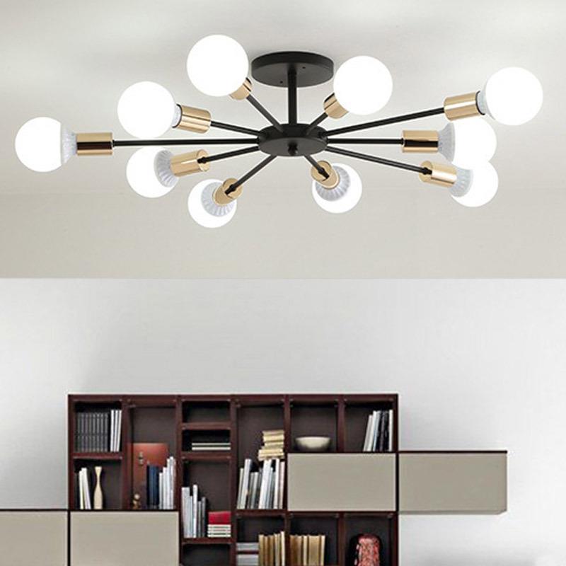 北欧创意个性铁艺吊灯书房灯简约现代客厅灯卧室灯6头8头吸顶灯