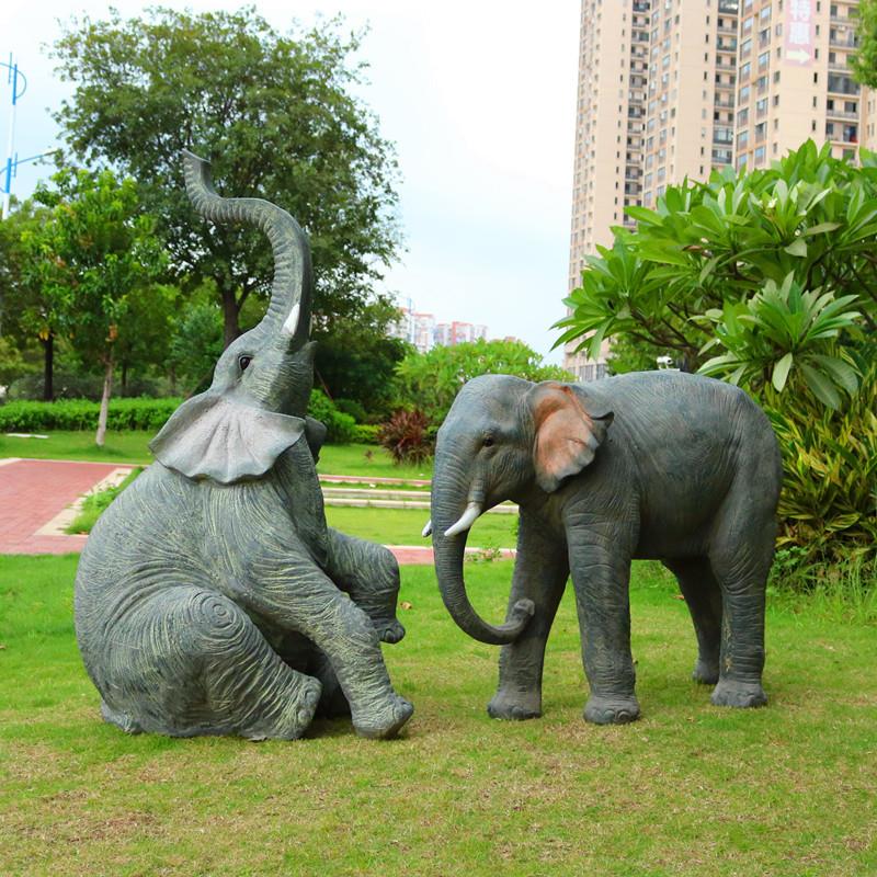 户外大型动物模型装饰摆件仿真大象玻璃钢雕塑标本公园林草地景观