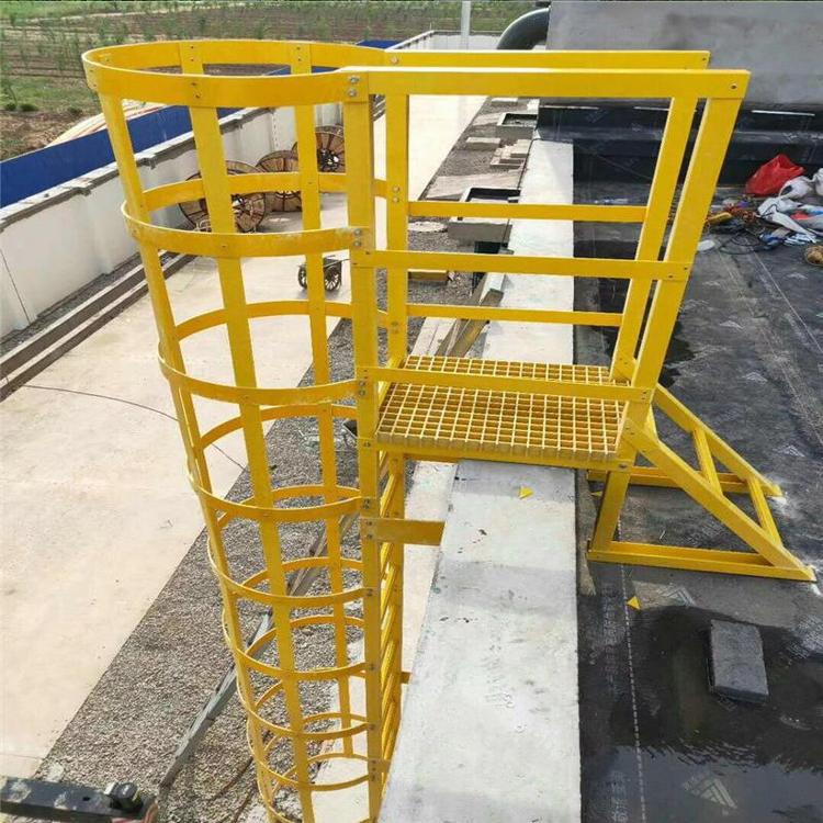 工厂钢爬梯护笼 污水池玻璃钢栏杆 玻璃钢平台护栏玻璃钢楼梯