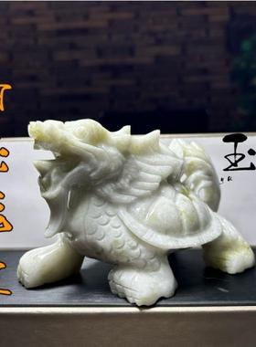 蓝田玉龙龟摆件家居装饰工艺品长寿龟龙头龟玉石玉雕摆件工艺品