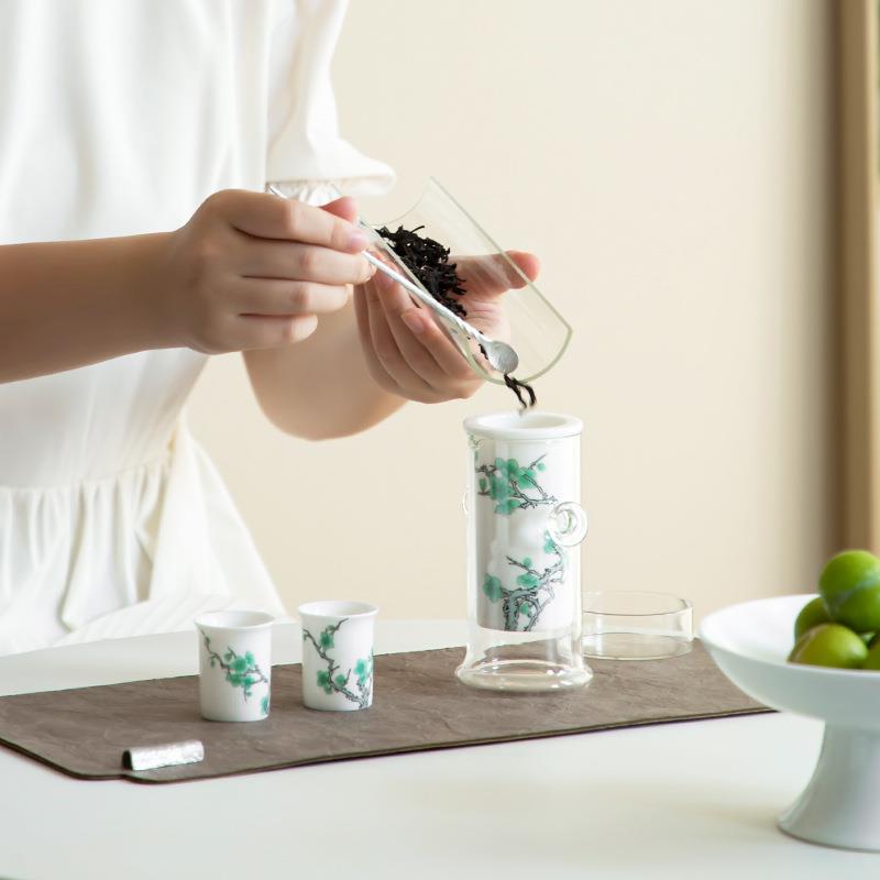 玻璃茶壶旅行茶具耐高温加厚过滤红茶具陶瓷茶水分离花茶壶泡茶器
