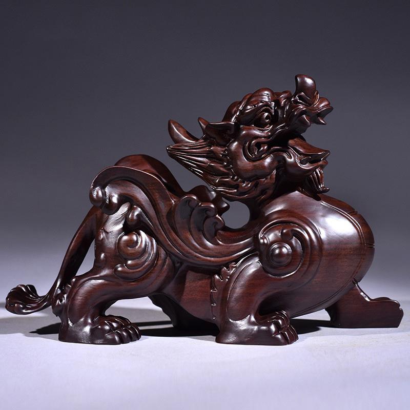 黑檀木雕一对大号貔貅摆件实木客厅玄关店铺开业乔迁工艺礼品摆饰