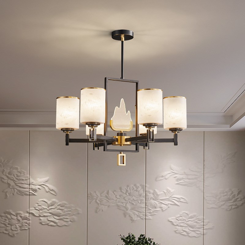 新中式吊灯全铜云石禅意现代简约中国风202N2高端餐厅客厅主灯具