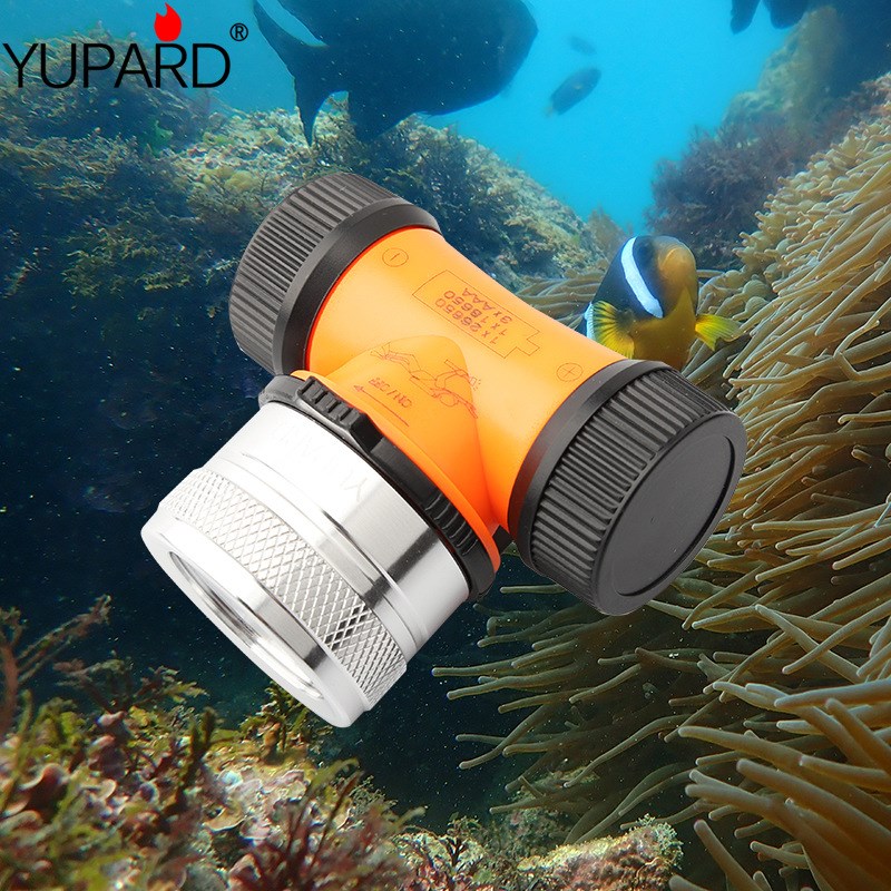 T6黄光紫光潜水L2补光拍摄夜潜头灯水下J远射防水车灯26650电池