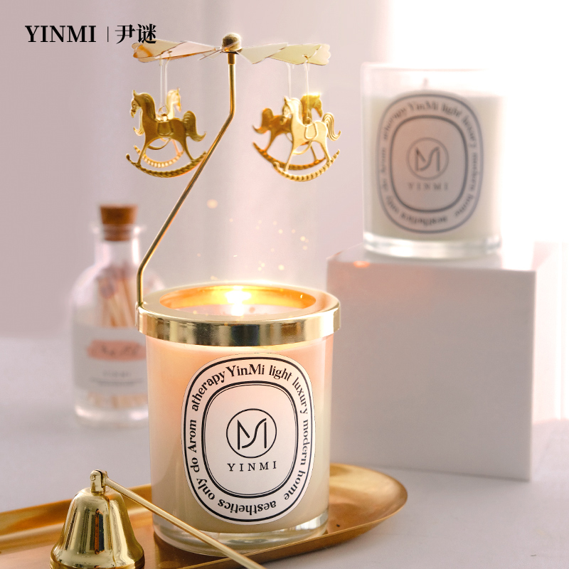 香薰旋转烛e台蜡烛走马灯浪漫情调烛光晚餐台摆件礼物