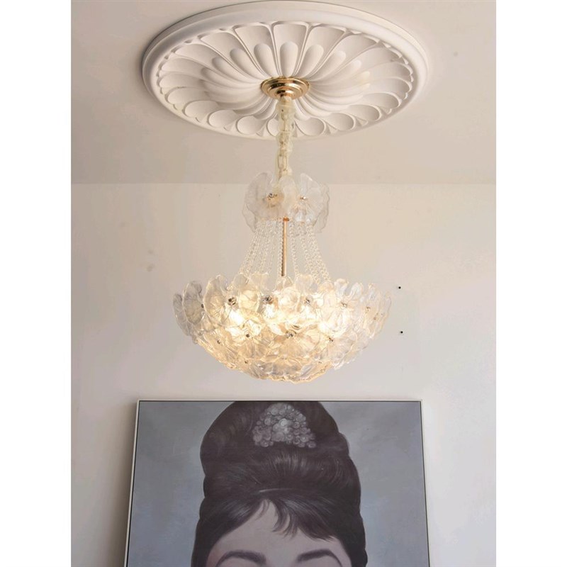 法式客厅吊灯轻奢创意菊花水v晶楼梯灯现代简约餐厅主卧室2024新