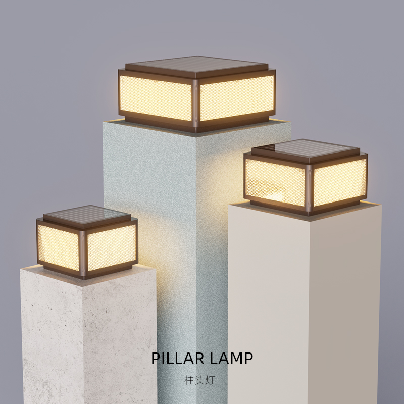 太阳能柱头灯f防水别墅庭院大门柱子灯花园围墙灯简约现代接电门