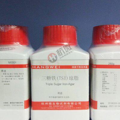 三糖铁琼脂（TSI)培养基 250g/瓶 杭州微生物 M0001
