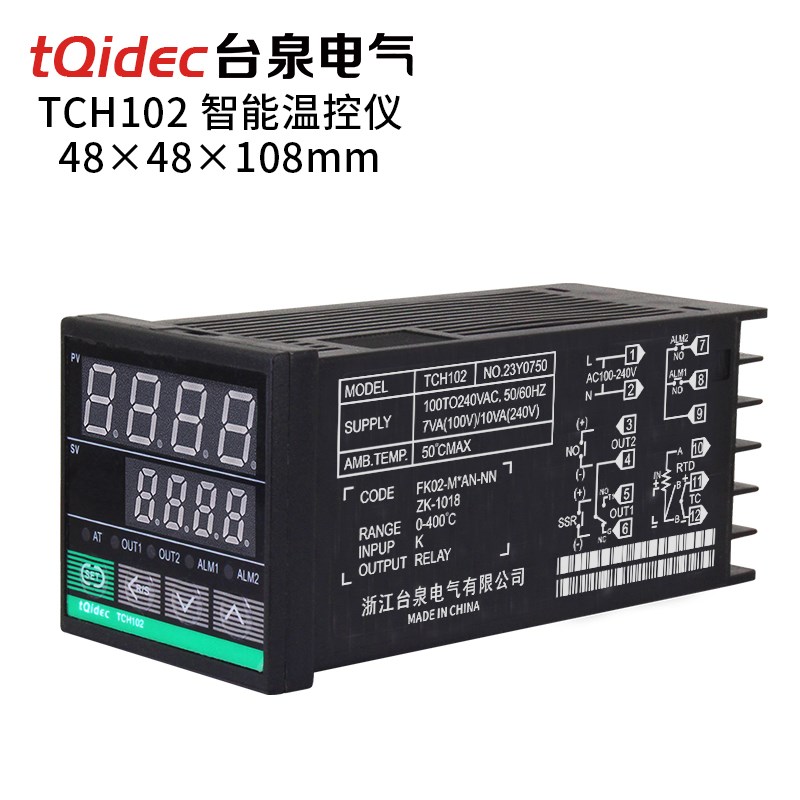 tqidbec台泉电气智能温控仪表长款TCH102多输入数显PID调节温控器