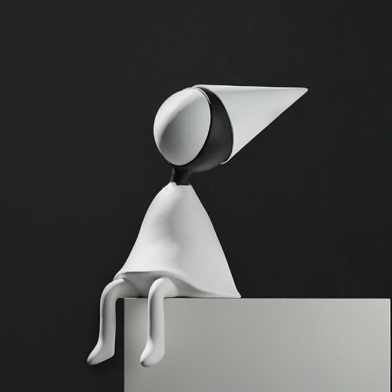 现代简约站姿艾达抽m象尖帽人物坐姿雕塑摆件玄关书房客厅软装饰