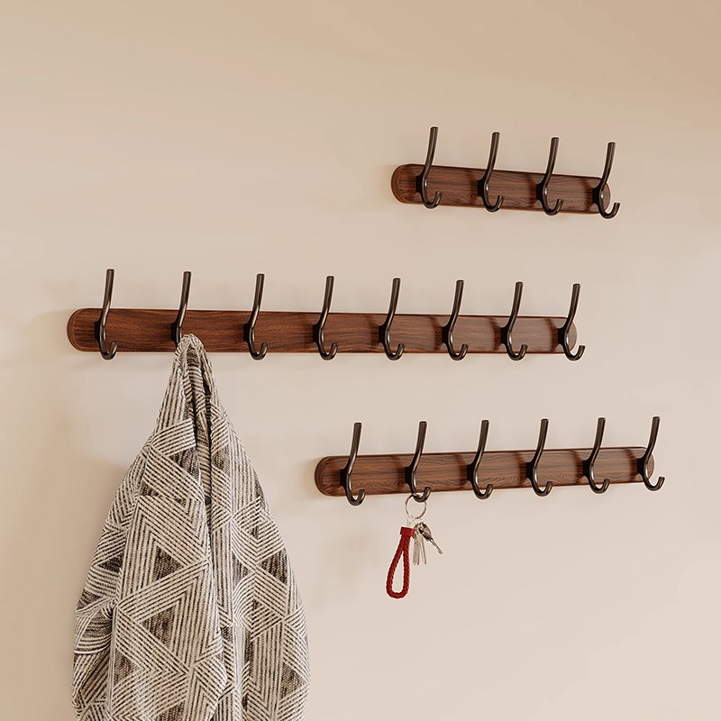 帽子收纳架入户玄关墙面整理挂钩免打孔中古风挂衣架一.排长条挂