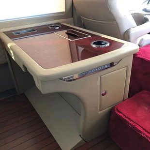 装饰改装柯斯达考斯特宝斯通仿考海狮桃木面车载首长席脚踏办公桌