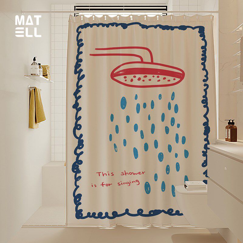 MATELL浴室干湿分离浴帘卫生间遮挡帘免打孔厕所T挂帘防水防霉家