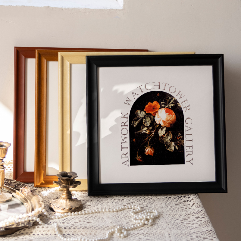 实木北欧正方形挂i墙装裱画框16寸定制书法相框40厘米35cm30简约