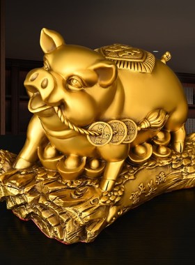 铜猪纯铜福猪摆件全铜福字u猪黄铜十二生肖猪富足美满猪元宝猪金