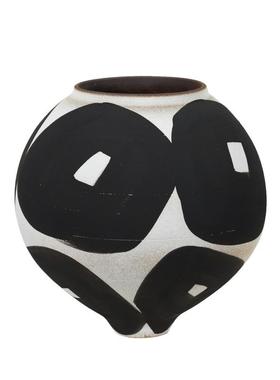 现代意式极简陶瓷花瓶几何手绘摆件茶室书房桌面家居装饰摆件