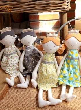 童话公主布娃娃女孩亚麻布艺碎花裙花纹可爱N儿童礼物家居饰品摆