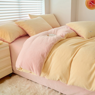 2023新款冬i季牛奶绒四件套冬天加绒加厚双面绒防静电被套床单床