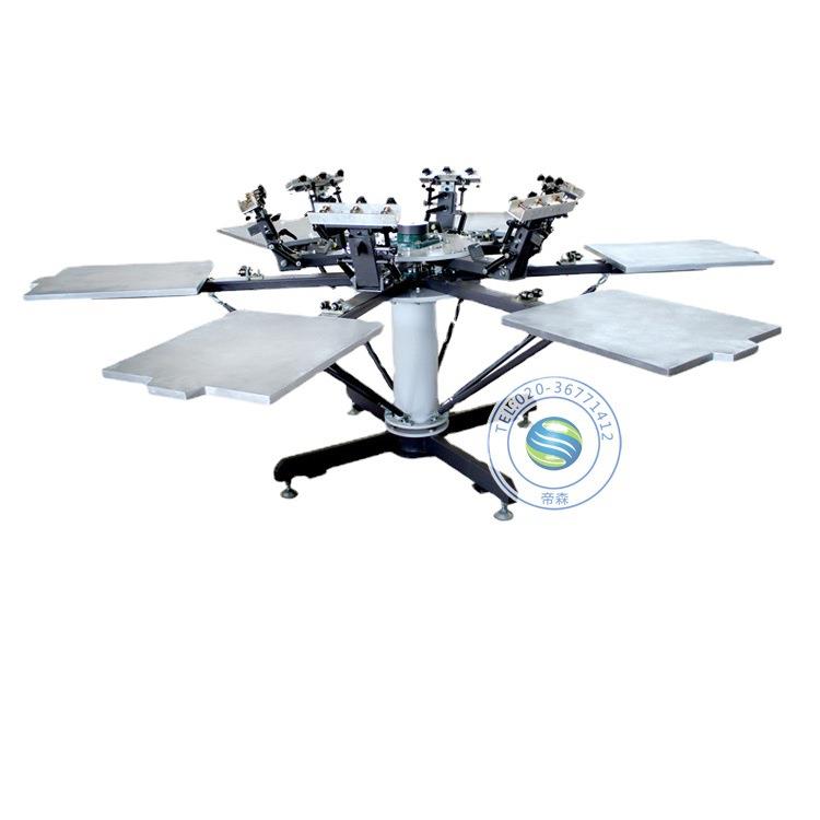 T恤丝印机六色双轮转手动丝网印花机无纺布印花机6色印花机