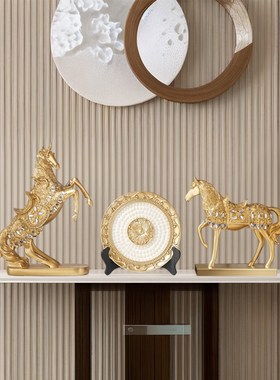 新中式立马发财招财摆件t家居好物摆件客厅玄关电视柜酒柜装饰摆