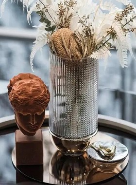 现代创意摆件橙色树脂p植绒维纳斯女神售楼处客厅样板房软装饰品