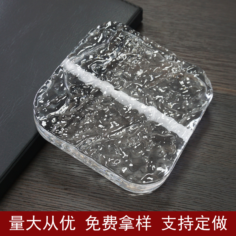 实心水晶玻璃屏风方形挂片挂砖隔断墙透明创意彩T色中式装潢穿孔