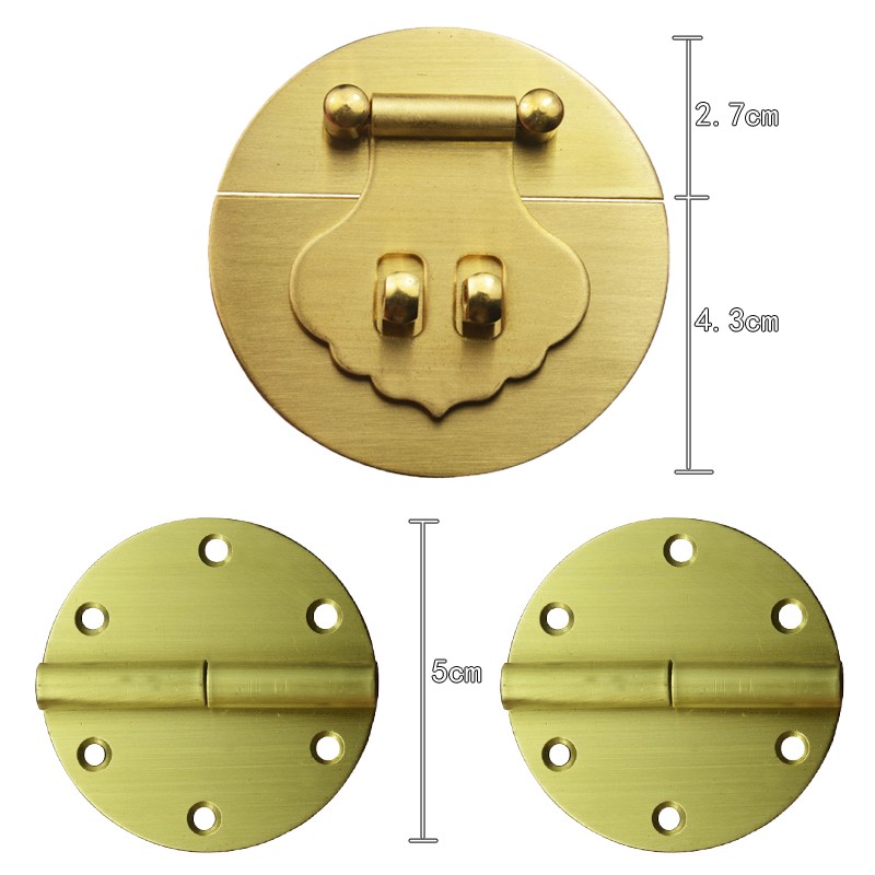 中式仿古纯铜圆形7cm光s面箱扣搭扣锁扣锁片配铜合页锁樟木箱铜件