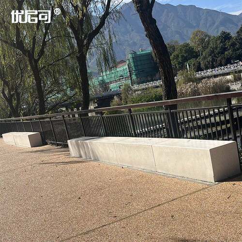 清水泥混凝土坐椅园林花坛景观树池透光艺术长凳户外异型UHPC坐凳