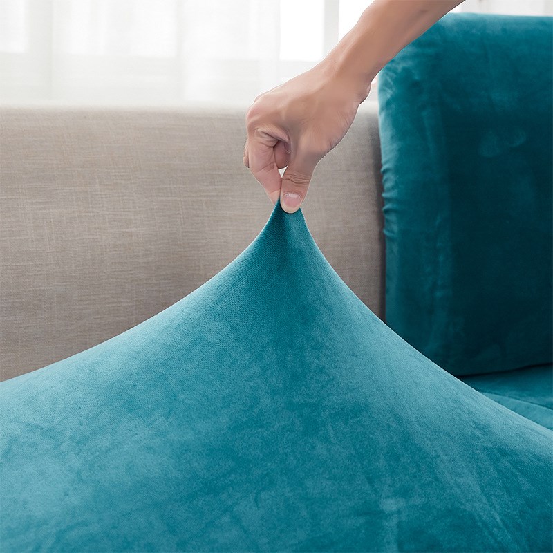 Solid Elastic Sofa Cover for Living Room 1/2/3/4 Seater L-Sh
