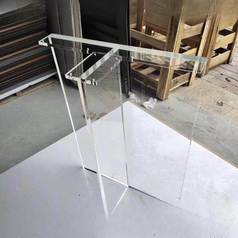 透明岛台桌腿茶几岩板实木悬浮隐形餐台脚T型腿一字型