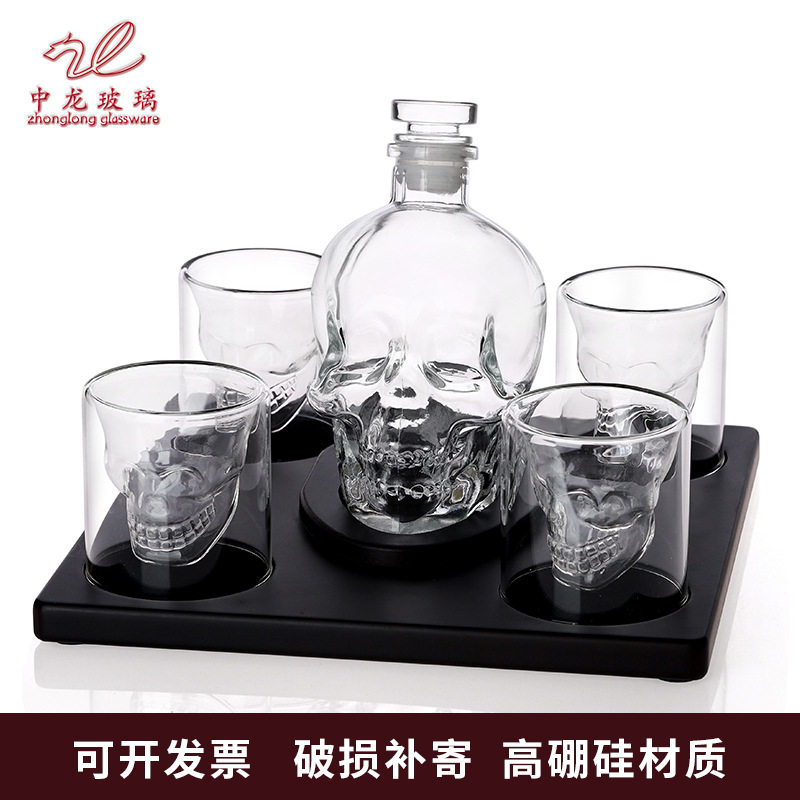 异型泡酒瓶  骷髅盛酒器玻璃工艺酒瓶红酒分酒器 威士忌醒酒器