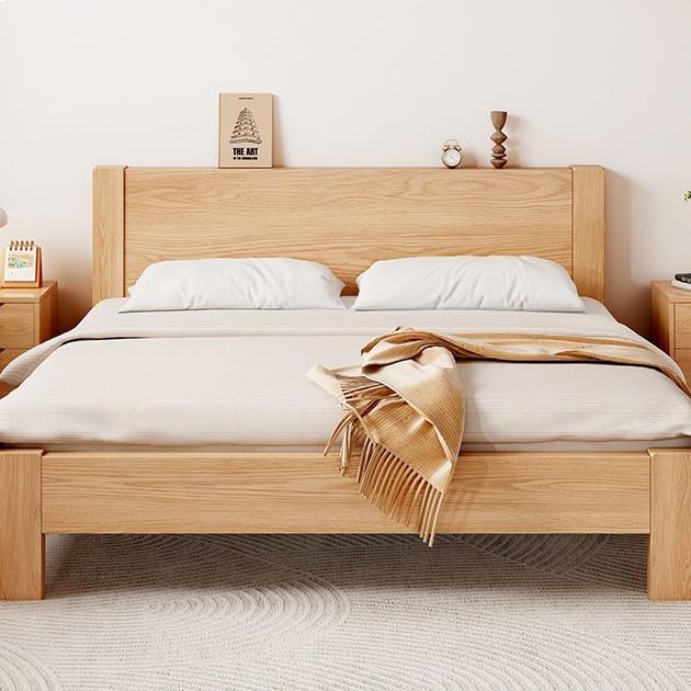 全实木床现代简约1米8主卧双人床经济型原木风1米5单人床出租房用