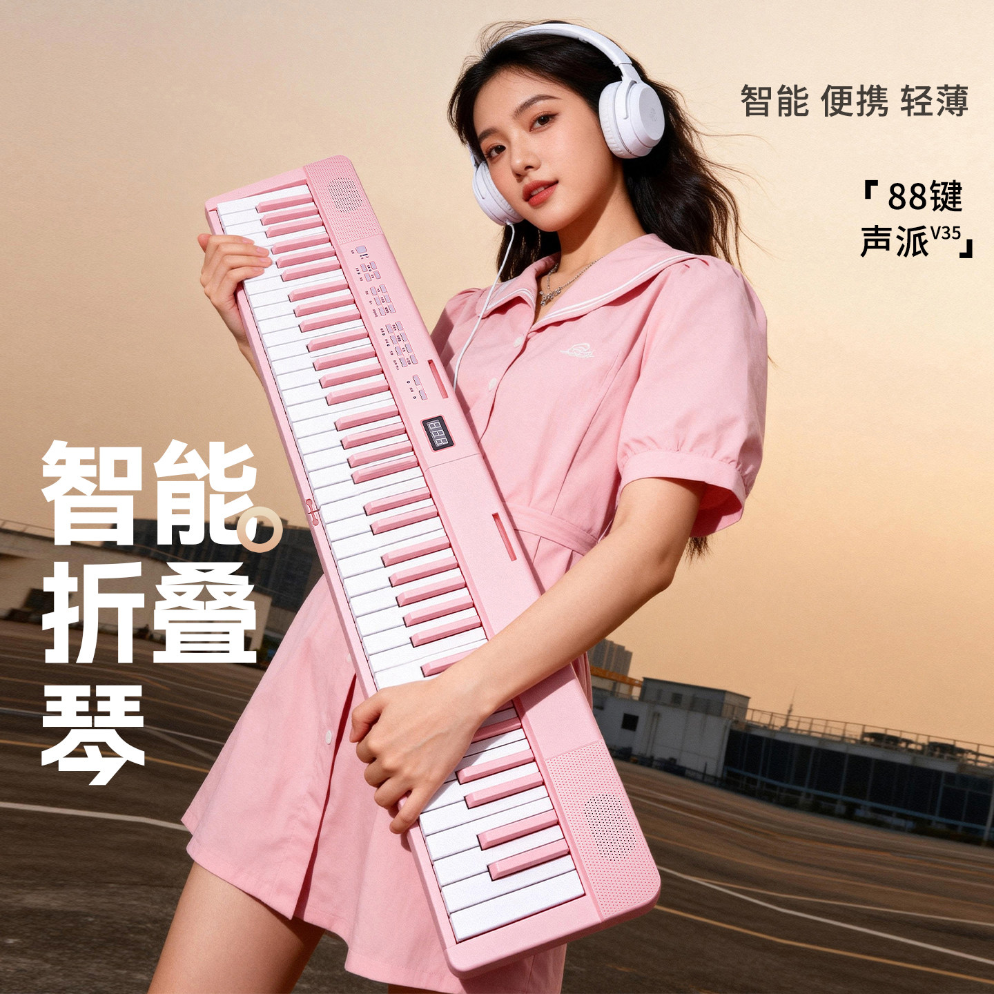 【百亿】VOICEPAL声派V359折叠电钢琴88键力度便携电子琴初学乐器