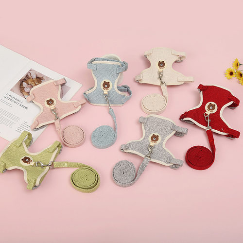 狗狗新款宠物皮质胸背带背心式猫猫牵引绳猫咪兔子透气溜猫绳