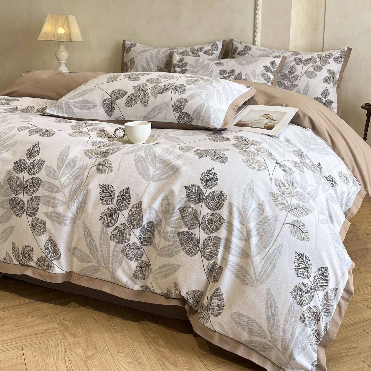 轻奢全棉磨毛四件套秋冬加厚纯棉斜纹棉拼角床上用品被套床单枕套