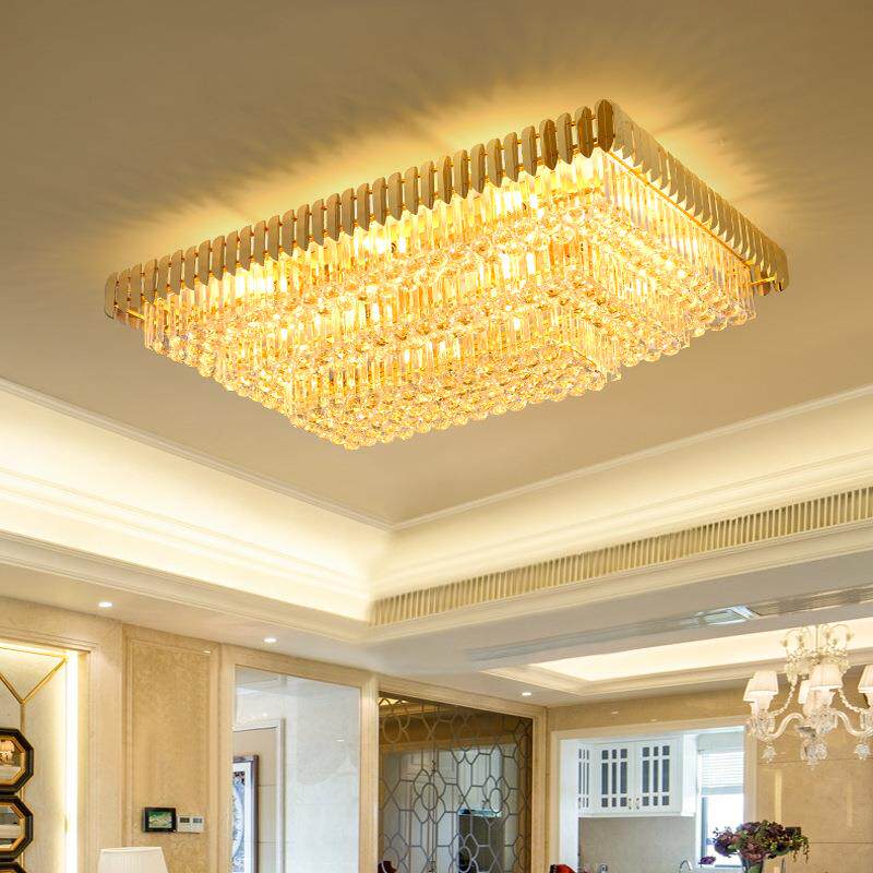 新款轻奢水晶吸顶灯客厅卧室圆形LED吸顶椭圆形酒店工程灯饰灯具